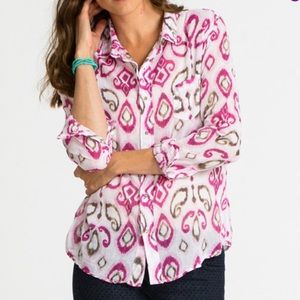 Fresh Produce Long-sleeve Button-up Blouse, Size Small